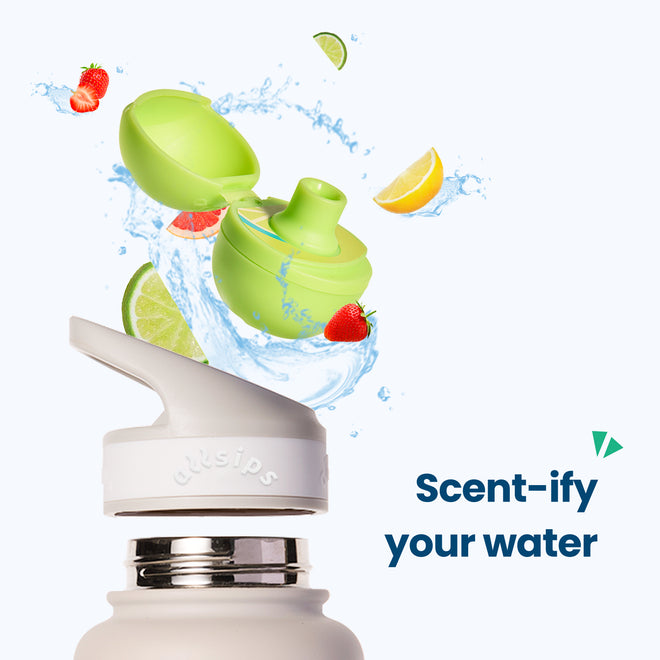 allsips 3 Scentsip pods & 18oz Insulated Stainless Steel Water Bottle with Straw, Scented Water Bottle with ScentSip Pods